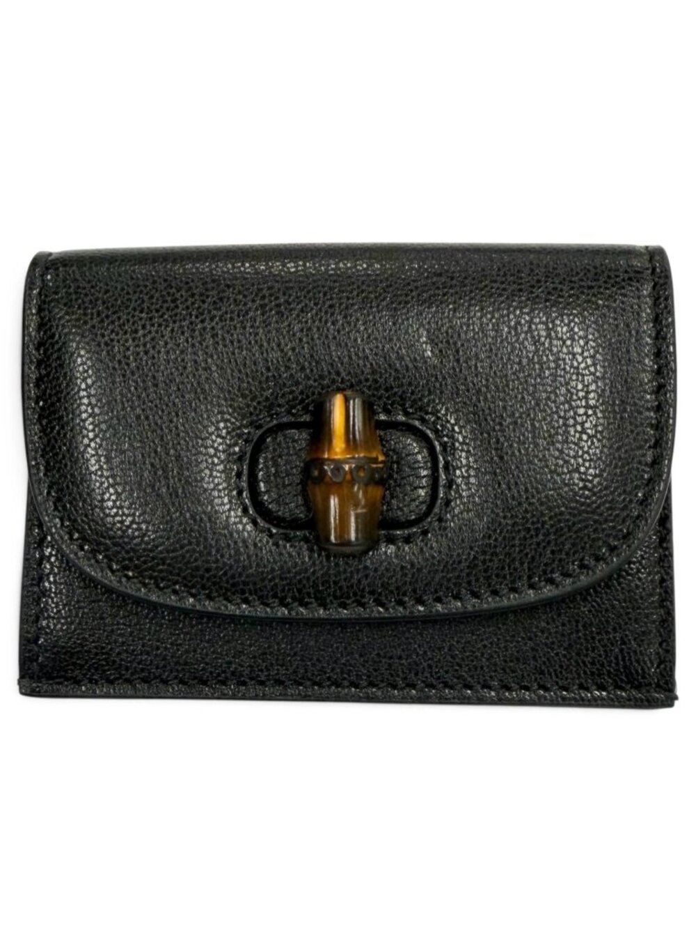 Gucci Leather Bamboo Business Card Case Black